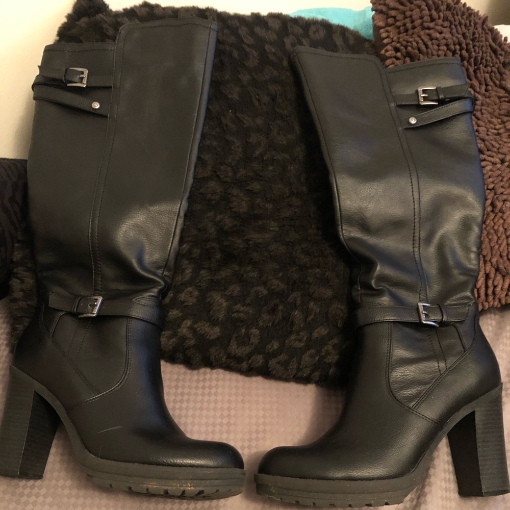 Black Leather high heel boots
